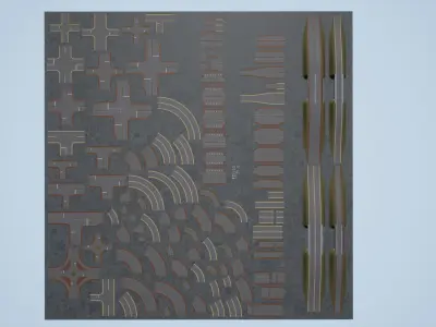 Traffic Road Elements Markings UE4 and UE5 Project Low-poly 3D model