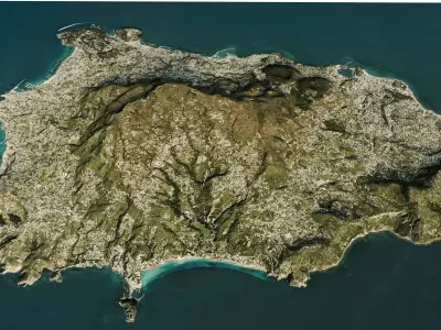 Ischia island 3d model terrain Low-poly 3D model