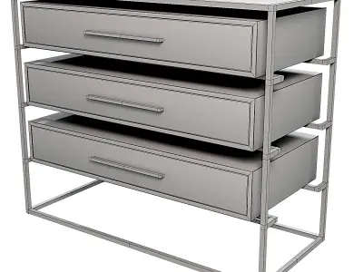 Black dresser with a glass top lyle with a beauty flaw 3D model