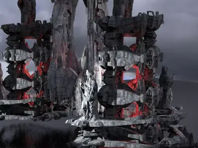 Alien Towers Dimensions Kitbash 3D model