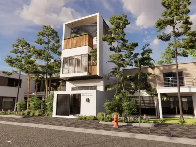 Modern Home Exterior Low-poly 3D model