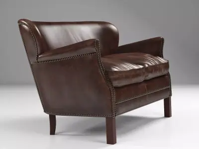 Professors Leather Double Chair With Nailheads 3D model