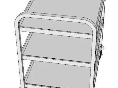 service trolley with three floors discounted top 3D model