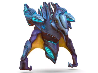 Low Poly Alien Cyborg Trooper Soldier UFO Low-poly 3D model