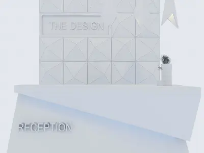 Reception bar counter with lights 3D model