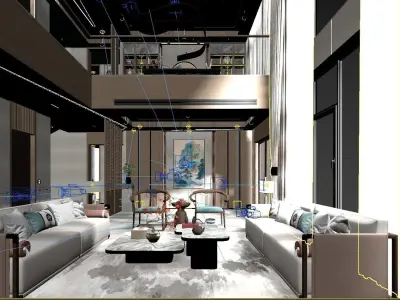 Chinese style villa interior design scene 03 3D model 3D model