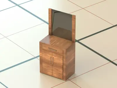 Stand 3D model PBR wooden cabinet Low-poly 3D model