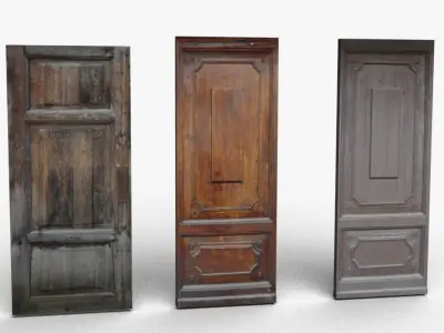 Old wooden doors Low-poly 3D model