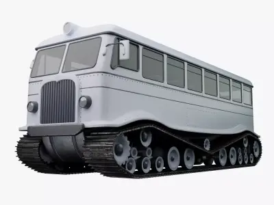 Snowcat bus Low-poly 3D model