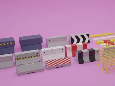 Low-Poly Barrier Pack Low-poly 3D model