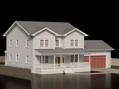 American Cottage House 4 Low-poly 3D model