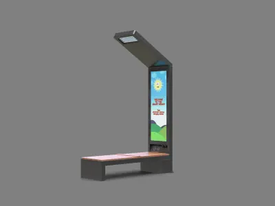 Smart Solar Bench Low-poly 3D model