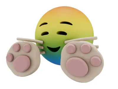 Cat Smiling Face With Cat Paw Emoji v1 006 Low-poly 3D model