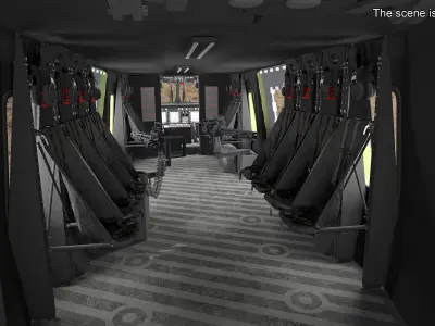  Military Transport Helicopter Green Camo with Interior 