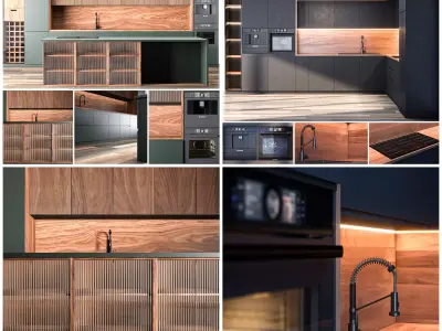 2 kitchen set Low-poly 3D model