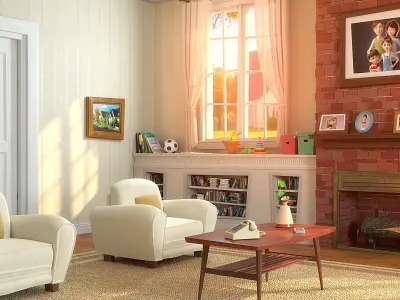 Cartoon Hall Living Room 3D model