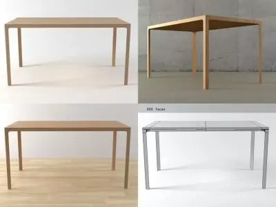 Bend-in dining table with four different views Free 3D model