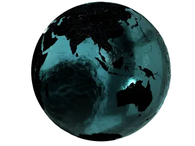 Earth Water 3D Globe Contours Low-poly 3D model