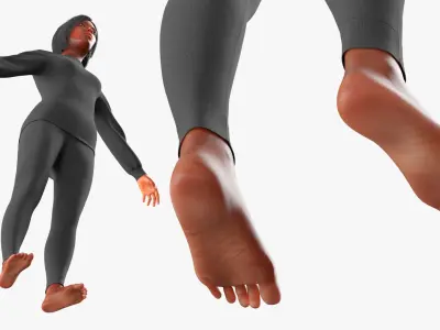  Female Wearing Slim Fit Underwear Suit Black Fur 