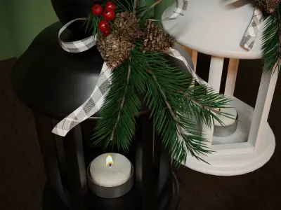 Cristmas flashlights with candles 3D model