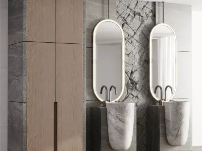 Bathroom furniture by Fauset Omnires Y set 56 Low-poly 3D model