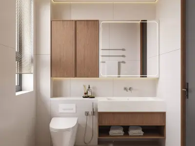 Modern Minimalist Bathroom with Vanity and Toilet 063 3D model