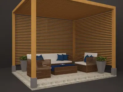 gazebo wooden pergola 3D model