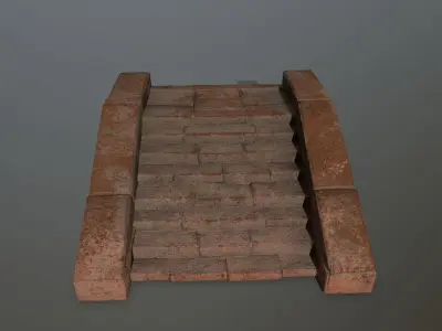 stairs 6 brick staircase Low-poly 3D model