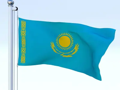 Animated Kazakhstan Flag Low-poly 3D model