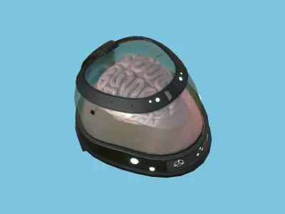 SciFi Brain Helmet 05 Carbon Fiber - Character Design Fashion Low-poly 3D model