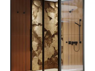 Corner Shower Cabins 11 Low-poly 3D model