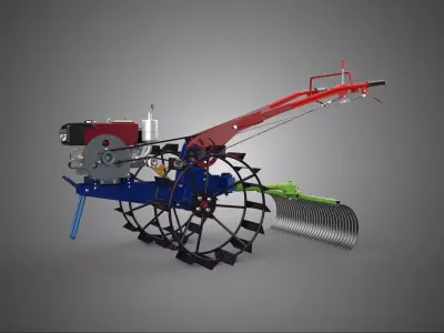 KIT RAKER LANDSCAPE RAKE HARROW LEVELING ATTACHMENT HAND TRACTOR 3D model
