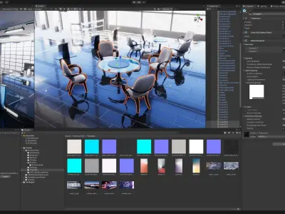  Business Center Lobby Interior Unity asset Low-poly 3D model