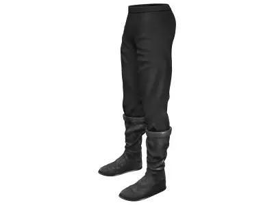 Medieval Long Pants And Boots Low-poly 3D model