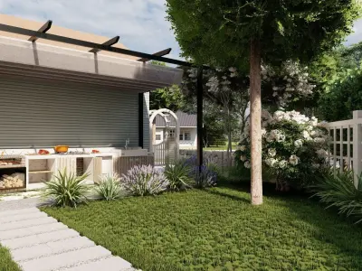 3D Exterior Scene 3D model design garden and landscape 3D model