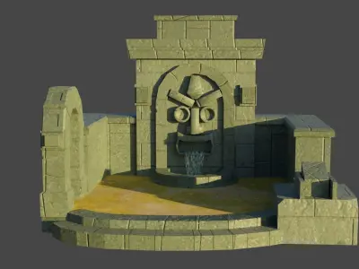 Simple Water fall Game Environment - Game Ready - PBR Low-poly 3D model