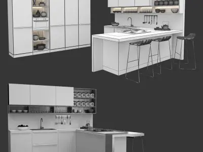 Modern kitchen set 3D model
