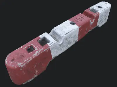 Old Concrete Barricade PBR Low-poly 3D model