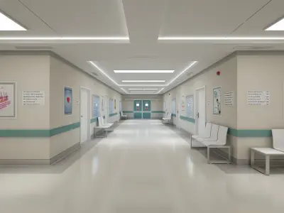 Hospital Corridor and Furniture 3D model
