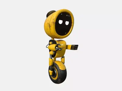 Wheel Robot H03 Yellow - SciFi Character Design Low-poly 3D model