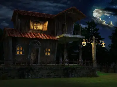 Cartoon 3D House Low-poly 3D model