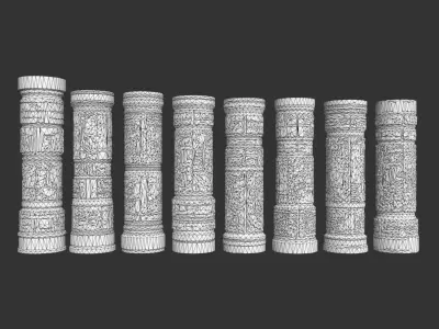 High poly Gray Mayan Temple Pillar 230812 3D model