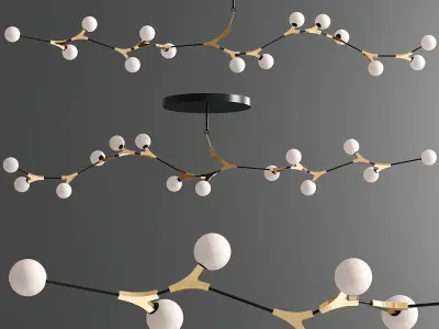 Modern Glass Globes Chandeliers Metal Branch Pendant Lighting 3D model