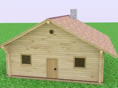 blockhouse log cabin plans 3D model