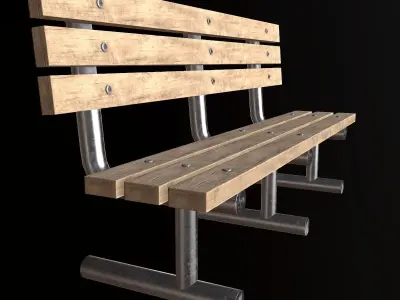 City Park Bench - PBR Game Ready Low-poly 3D model
