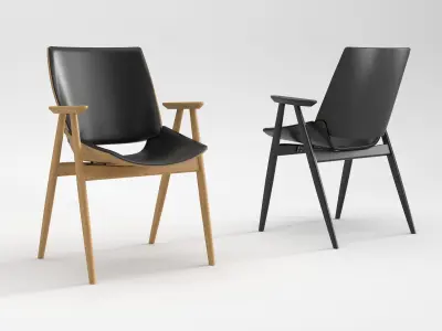 Shell Wood Armchair Upholstered Seat and Back 3D model