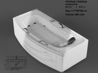 bathtub 01 Low-poly 3D model