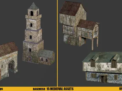 MEDIEVAL ASSETS Vol 2 Basemesh 4kTextures Low-poly 3D model