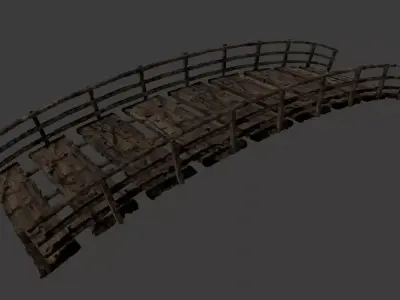 Old Bridge Wooden 3D model