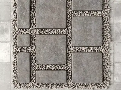 Paving old and pebble 3D model